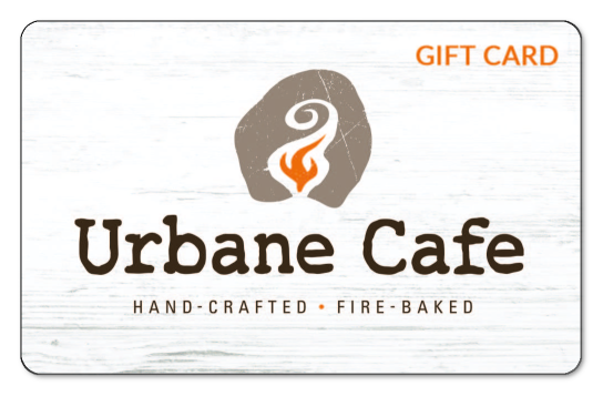 urbane cafe flame logo on a white background